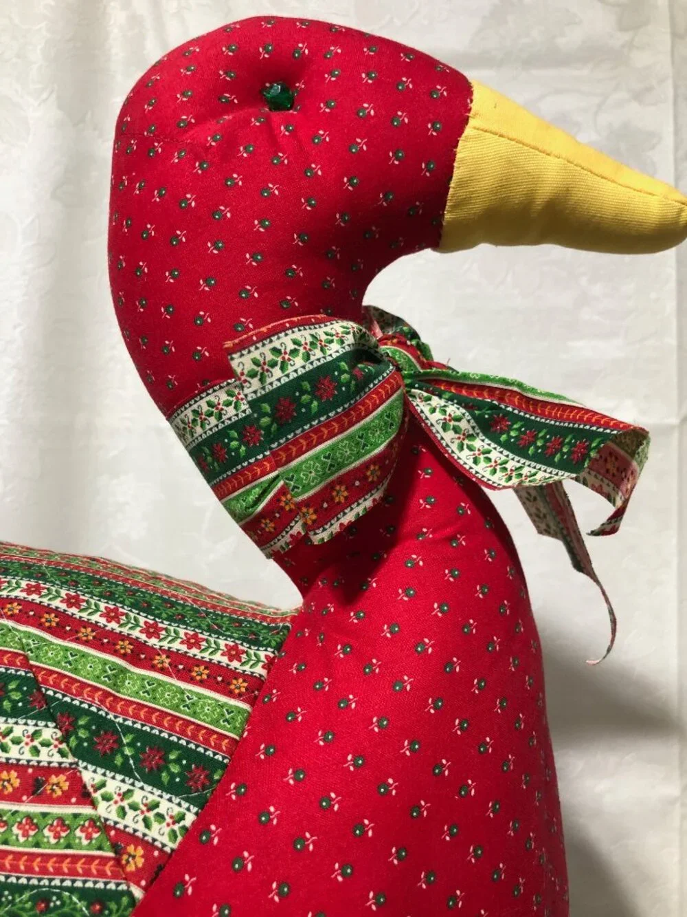 Vintage Fabric Duck Handmade Multicolor Country Cottage Grandmacore Christmas
